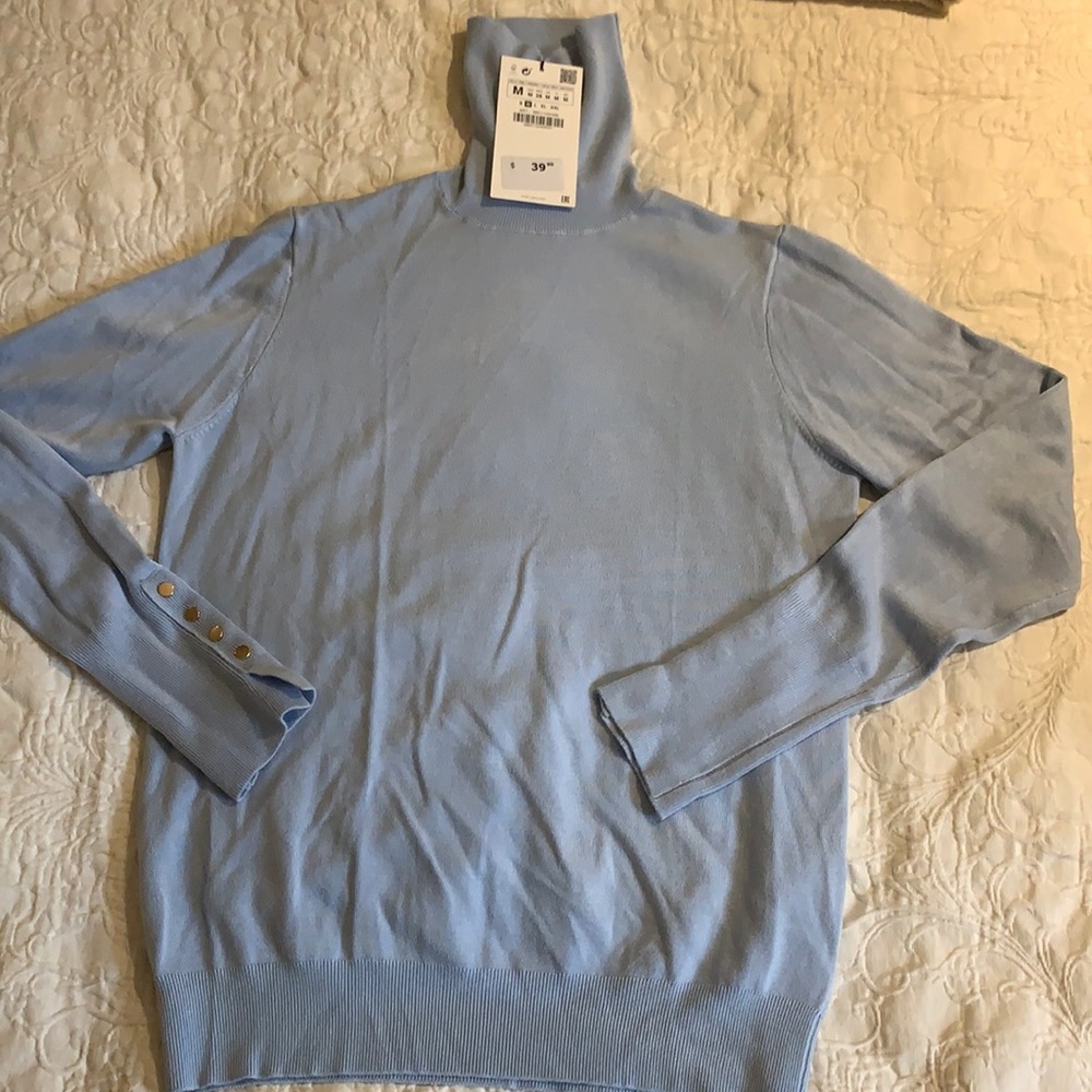 Zara blue turtleneck.